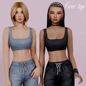 Deux avatars Sims 4 portant des tenues sportives élégantes