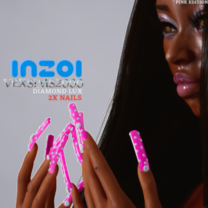 Avatar du jeu Les Sims 4 avec ongles roses étincelants, édition VexSims2000