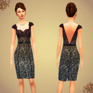 Robe en dentelle avec ceinture pour Les Sims 4 par notegain