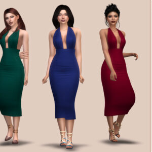 Robes élégantes du jeu Les Sims 4 en trois couleurs différentes