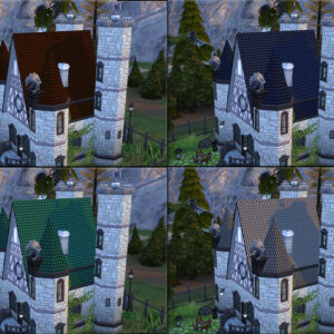 Maison du jeu *Les Sims 4* avec quatre toits différents