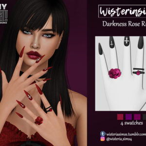 Nail art Sims 4 : bague rose sombre gauche, 4 teintes