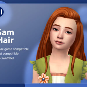 Coiffure Sam pour Sims 4, 15 variations, compatible base et chapeaux