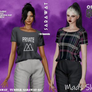 Chemisier Sims 4 Mad's Shirt avec deux styles et motifs