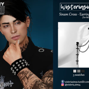 Boucles d’oreilles 'Sinam Cross' pour homme et femme, jeu The Sims 4, style gothique