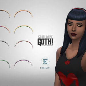Coiffures gothiques et accessoires pour Sims 4, créateur Erinaok