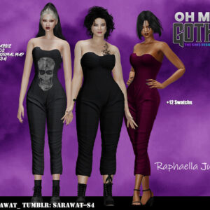 Combinaison gothique Raphaëlla pour Le Sims 4 avec 12 variations