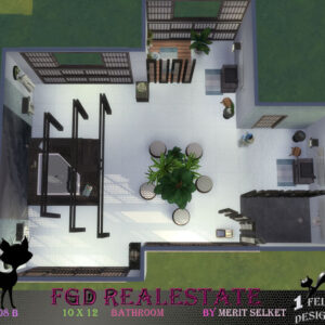Plan d'intérieur de salle de bain 10x12 pour *Les Sims 4* par Merit Selket