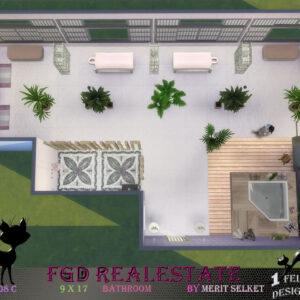 Salle de bain de jeu *Les Sims 4* par Merit Selket, style 9x17