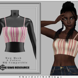 Bustier à motifs rayés pour Sims 4, 6 couleurs disponibles