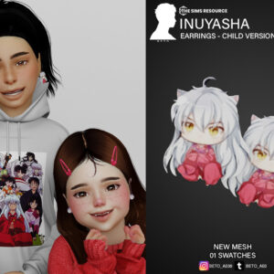 Boucles d’oreilles Inuyasha enfant pour Sims 4, vêtements et accessoires inspirés de l’anime