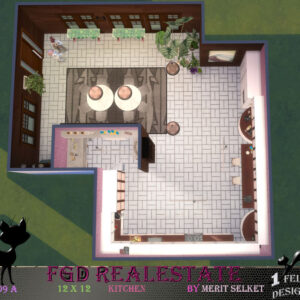 Plan cuisine jeu Les Sims 4, style moderne, 12x12 pixels