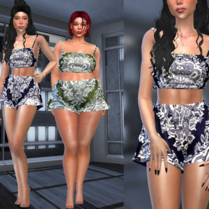 Tenues estivales floral motif pour avatars Sims 4