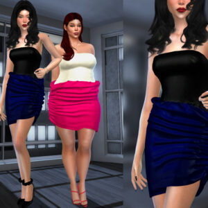 Robes élégantes pour Sims 4, styles noir et bleu, avec accessoires