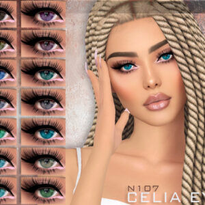 Jeu Sims 4 : sélection de 16 paires d'yeux virtuels pour le personnage Célia.