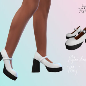 Chaussures plateforme Mary en nylon pour Sims 4
