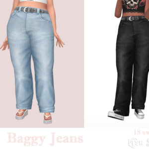 Pantalons baggy pour Sims 4 en 2 couleurs différentes