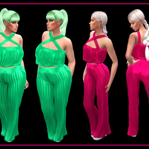 Tenues colorées style Sims 4, vert et rose fluo