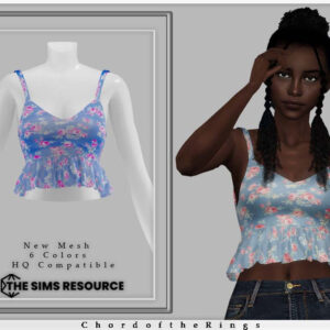 Robes à fleurs pour Sims 4, 6 couleurs disponibles