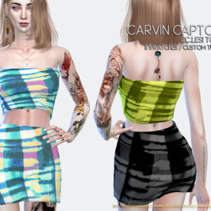Ensemble haut décolleté Carvin Captoor pour Sims 4, 8 couleurs disponibles