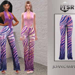 Ensemble élégant Sims 4 Joan Campbell, robe moulante à motifs ondulés