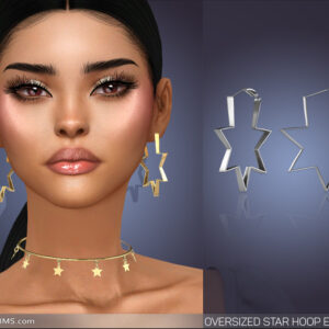 Boucles d’oreilles géantes en forme d’étoile pour *Les Sims 4*, avec collier assorti