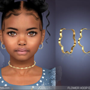 Boucles d’oreilles en forme de fleur dorées pour Sims 4, avec collier assorti