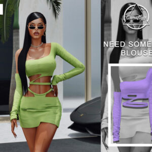 Robe verte moulante et modèle 3D violet pour *Les Sims 4*