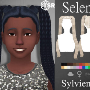 Coiffure Selene par Sylviemy pour The Sims 4, deux styles de nattes.