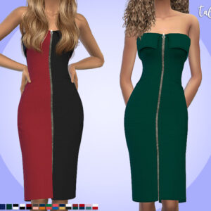 Robe à zip rouge-noir et verte, style Sims 4, Talarian
