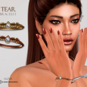 Bracelet 'Larme' pour The Sims 4, deux modèles dorés avec pierres précieuses