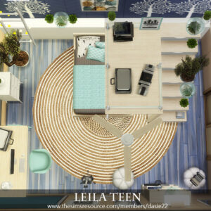 Chambre de Leila Teen dans The Sims 4, vue du dessus