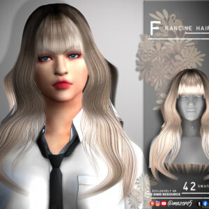 Coiffure Francine pour The Sims 4, 42 nuances disponibles