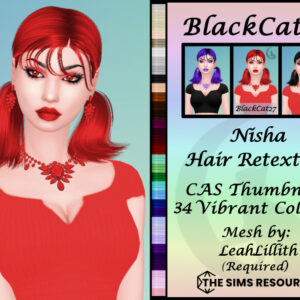 Coiffure retexturée Nisha pour Sims 4, 34 couleurs vibrantes