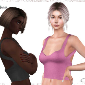 Création Sims 4 avec deux avatars en tenues colorées