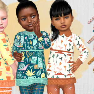 Vêtements enfants Sims 4 TSR Exclusive motifs floraux