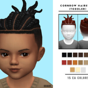 Coiffure cornrow pour poupée Sims 4, style toddler