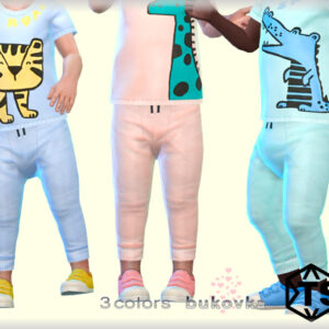 Combinaisons enfant Sims 4 en 3 couleurs pastel