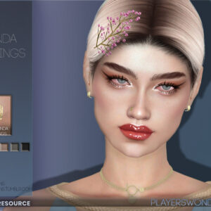 Boucles d’oreilles Vanda pour The Sims 4, avec fleur et détails dorés