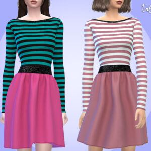 Robes à rayures du jeu *Les Sims 4* avec jupes roses