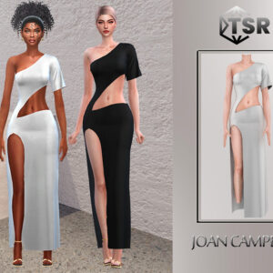 Robe élégante à fente pour Sims 4 par Joan Campbell
