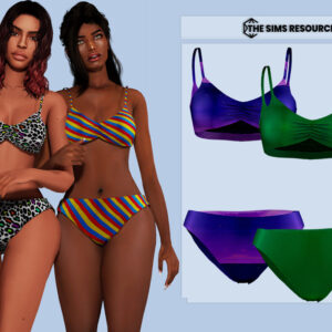 Maillots de bain colorés pour Sims 4 avec motifs léopard et rayures