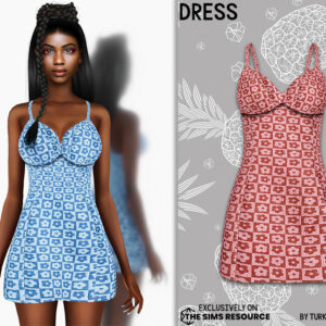 Robe à motifs floraux pour Sims 4, bleue et rouge, style vintage