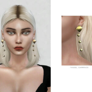 Boucles d’oreilles à franges du jeu *Les Sims 4*, style élégant doré