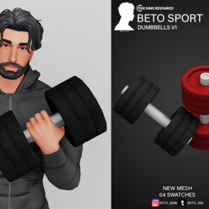 Homme dans Sims 4 soulevant haltères Beto Sport, V1