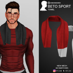 Écharpe rouge Beto Sport pour Sims 4, 8 variantes de maillage