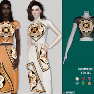 Robe élégante Sims 4 avec motifs floraux, 8 couleurs disponibles