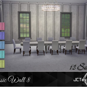 Murs d'échantillons Classic Wall 8 pour *Les Sims 4* avec 12 couleurs.