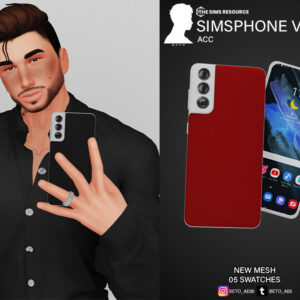 Sim 4 : téléphone Simsphone V2 rouge avec avatar masculin