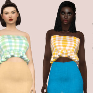 Robes d'été style Sims 4 en tissu à carreaux Wazowski